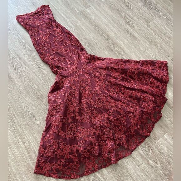 Nova Luxe Burgundy Lace Dress - Picture 6 of 12